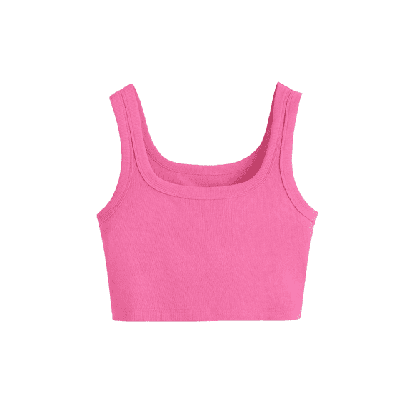 Womens Crop Tank Tops Rib-Knit Square Scoop Neck Workout Top Summer Yoga Gym Shirts