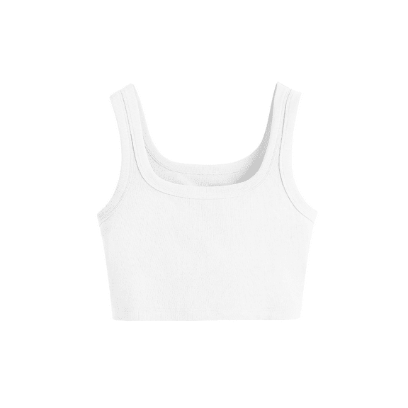 Womens Crop Tank Tops Rib-Knit Square Scoop Neck Workout Top Summer Yoga Gym Shirts