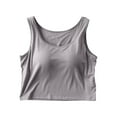 thumbnail image 1 of Womens Crop Tank Tops with Built in Bra Summer Sleeveless Wide Strap Basic Padded Sleepwear Workout Yoga Camisole Top, 1 of 4