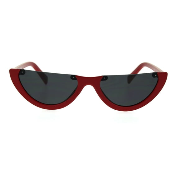 Womens Crop Top Retro Cat Eye Mod Funk Sunglasses Red Black