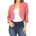 thumbnail image 1 of Womens Cropped Blazer Casual Business 3/4 Sleeve Blazer Collarless Blazer Jackets for Women Open Front Cardigan Work Jacket Shrug Suit Jacket, 1 of 7