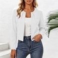 thumbnail image 1 of Womens Cropped Blazer Collarless Suits & Blazers Open Front Jackets 3/4 Ruched Sleeves Outerwear Half Cardigan White M, 1 of 6