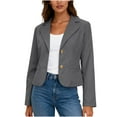 thumbnail image 1 of Womens Cropped Blazer Single Breasted Button Front Blazers Jacket Casual Slim Fit Long Sleeve, 1 of 9