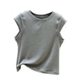 thumbnail image 1 of Womens Cropped Cap Sleeve Tank Tops Summer Casual Loose Fit Basic Tee Shirts Workout Muscle Tanks For Women, 1 of 5