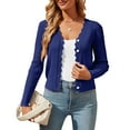 thumbnail image 1 of Womens Cropped Cardigan Knit Shrugs for Dresses Tops V Neck Button Down Cardigans Sweaters, 1 of 5