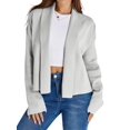 thumbnail image 1 of Womens Cropped Cardigan Open Front Shawl 2025 Fall Trendy Long Sleeve Sweater Jacket Light Gray S, 1 of 9
