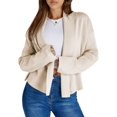 thumbnail image 1 of Womens Cropped Cardigan Open Front Shawl 2025 Fall Trendy Long Sleeve Sweater Jacket Rice Apricot M, 1 of 9