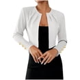 thumbnail image 1 of Womens Cropped Cardigan Sweater Jackets Open Front Shrugs for Women Crew Neck Long Sleeve Lightweight Suit Top, 1 of 6