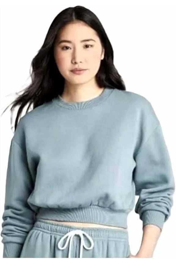 Cropped Crew Neck, Warm Cozy Sweatshirt and Crop Top (Women's Small)