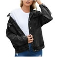 thumbnail image 1 of Womens Cropped Denim Jacket Womens Plus Denim Stretch Denim Jacket, Women's Oversized Mid Long Denim Jacket Jean Biker Coat S-90 Black XL, 1 of 6