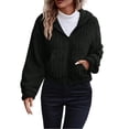 thumbnail image 1 of Womens Cropped Fleece Jacket Zip Up Long Sleeve Soft Plush Jackets Casual Warm Lightweight Winter Coats with Pockets, 1 of 5