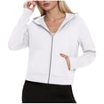thumbnail image 1 of Womens Cropped Hooded Sweatshirts, Zip Up Hoodies for Women Fall Fashion Loose Fit Solid Color Long Sleeve Pullover with Pockets, 1 of 7