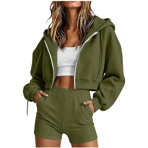 Womens Cropped Hoodies Y2k Winter Zip Up Jackets Fall Fashion Preppy Drop Shoulder Oversized Sweatshirts Outfits Casual Workout Athletic Jacket Tops Clothes 2026