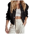 thumbnail image 1 of Womens Cropped Jacket Button Down Long Sleeve Winter Casual Coats Outerwear Women Autumn Winter Cropped, 1 of 5