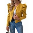 thumbnail image 1 of Womens Cropped Jacket Long Sleeve Zipper Up Coat Outwear Fall Outfit Shackets Bright Yellow S, 1 of 7