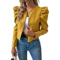thumbnail image 1 of Womens Cropped Jacket Long Sleeve Zipper Up Coat Outwear Fall Outfit Shackets Bright Yellow S, 1 of 7
