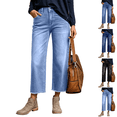 thumbnail image 1 of Womens Cropped Jeans Stretchy High Waisted Raw Hem Side Seam Wide Leg Ankle Jeans 2026 Summer Denim Pant with Pockets, 2XL, 1 of 8