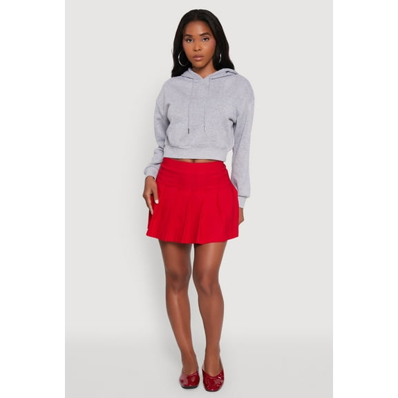 Womens Cropped Kangaroo Pocket Pullover Hoodie