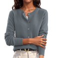 thumbnail image 1 of Soft Polyester Knit Cardigan For Women Loose Fit Long Sleeve Top Button Up Neck Crop Sweater Easy Layering Piece, 1 of 9