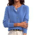 thumbnail image 1 of Womens Cropped Knit Cardigan Long Sleeve Button Up Top Breathable Fabric Sweater Jackets For Spring Fall Winter Outfits, 1 of 9