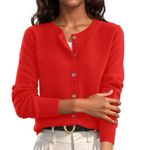 Womens Cropped Knit Cardigan Long Sleeve Button Up Top Breathable Fabric Sweater Jackets For Spring Fall Winter Outfits