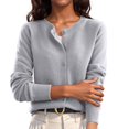 thumbnail image 1 of Womens Cropped Knit Cardigan Long Sleeve Button Up Top Breathable Fabric Sweater Jackets For Spring Fall Winter Outfits, 1 of 9