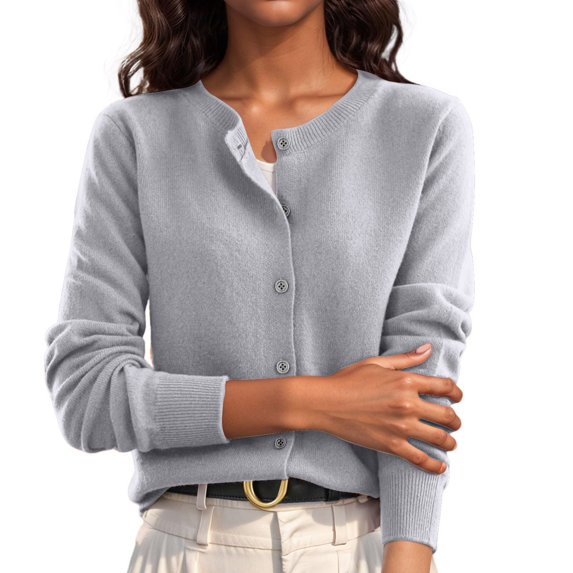Womens Cropped Knit Cardigan Long Sleeve Button Up Top Breathable Fabric Sweater Jackets For Spring Fall Winter Outfits