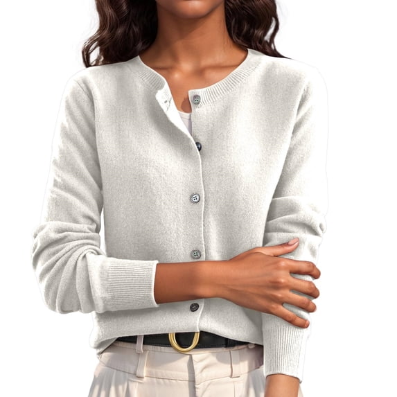 Womens Cropped Knit Cardigan Long Sleeve Button Up Top Breathable Fabric Sweater Jackets For Spring Fall Winter Outfits