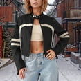 thumbnail image 1 of Womens Cropped Moto Biker Jackets Faux Leather Color Block Racing Coats (Black M), 1 of 3