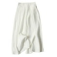 thumbnail image 1 of Womens Cropped Pants Cotton Linen Culottes Pants Wide Leg Gaucho Capris Elastic Waist Trousers With Pockets High Waisted Drawstring Relax Fit Lounge Muslin Pants Resort Lounge Baggy Ankle Pants, 1 of 3