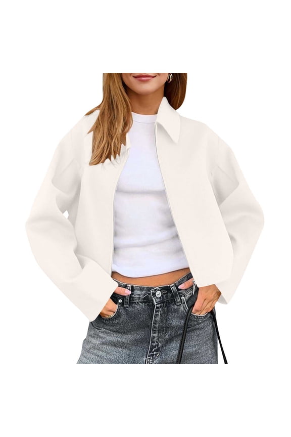 Womens Cropped Pea Coats Casual Fashion Button down Short Jackets Fall Trendy Zip up Outerwear with Pockets New Womens Outerwear Jacket Khaki S