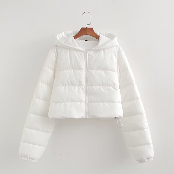 Womens Cropped Quilted Coat Winter Warm Zipper Hooded Jackets Trendy Thicken Down Outerwear W/Pockets Coats Men Winter Jackets Women Style Coat Men Women S Winter Coat Twill Hooded Field Jacket Womens