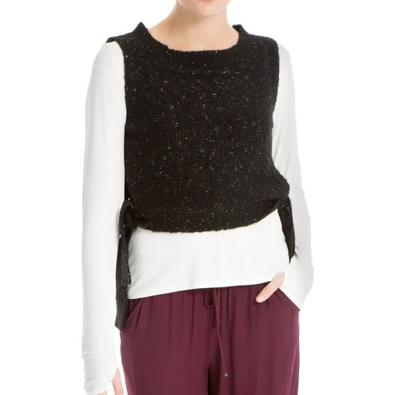 Womens Cropped Side-Tie Pullover Sweater