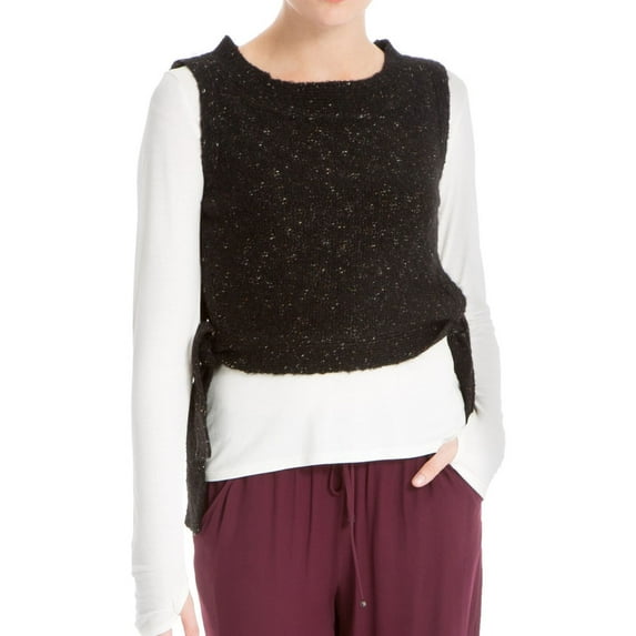Womens Cropped Side-Tie Pullover Sweater