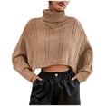 thumbnail image 1 of Womens Cropped Sweaters Batwing Sleeve Turtleneck Pullover Oversized Knit Sweater Solid Color Jumper Tops, 1 of 4