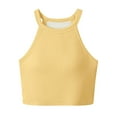 thumbnail image 1 of Womens Cropped Tank Tops with Built in Bra Racerback Workout Summer Scoop Neck Sleeveless Casual Yoga Crop Tees (X-Large, Yellow 01), 1 of 4