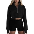 thumbnail image 1 of Womens Cropped Thin Sweaters, Zip Up Sweatshirt for Women Fall Fashion Loose Fit Solid Color Long Sleeve Pullover with Thumbholes S-2XL, 1 of 7
