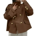 thumbnail image 1 of Womens Cropped Trench Coat lapel Stand Collar Double Breasted Dressy Blazer Jackets Office Work Fashion Peacoats (S, Coffee), 1 of 6