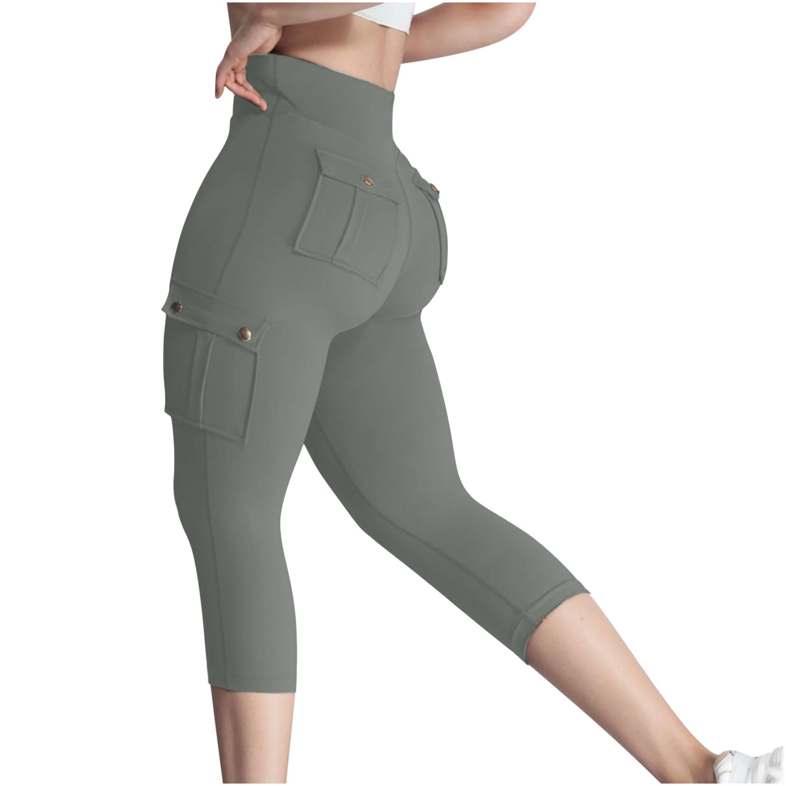 Womens Cropped Trousers Ladies Jogging Bottoms Gym Leggings Capri Joggers 3 4 Length Sweatpants Elastic High Waist Three Quarter Length Trousers Outdoor Tracksuit Bottoms for Running Fitness Exercise ...