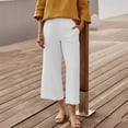 thumbnail image 1 of Womens Cropped Wide Leg Cropped Pants Loose Comfy Solid Color Wide Leg Capris with Pockets for Beach Casual White XL, 1 of 9