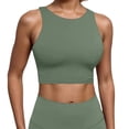 thumbnail image 1 of Womens Cropped Workout Tank Tops with Built in Bras Summer Sleeveless Yoga Tops Padded Racerback Running Gym Athletic Tees Green M, 1 of 4