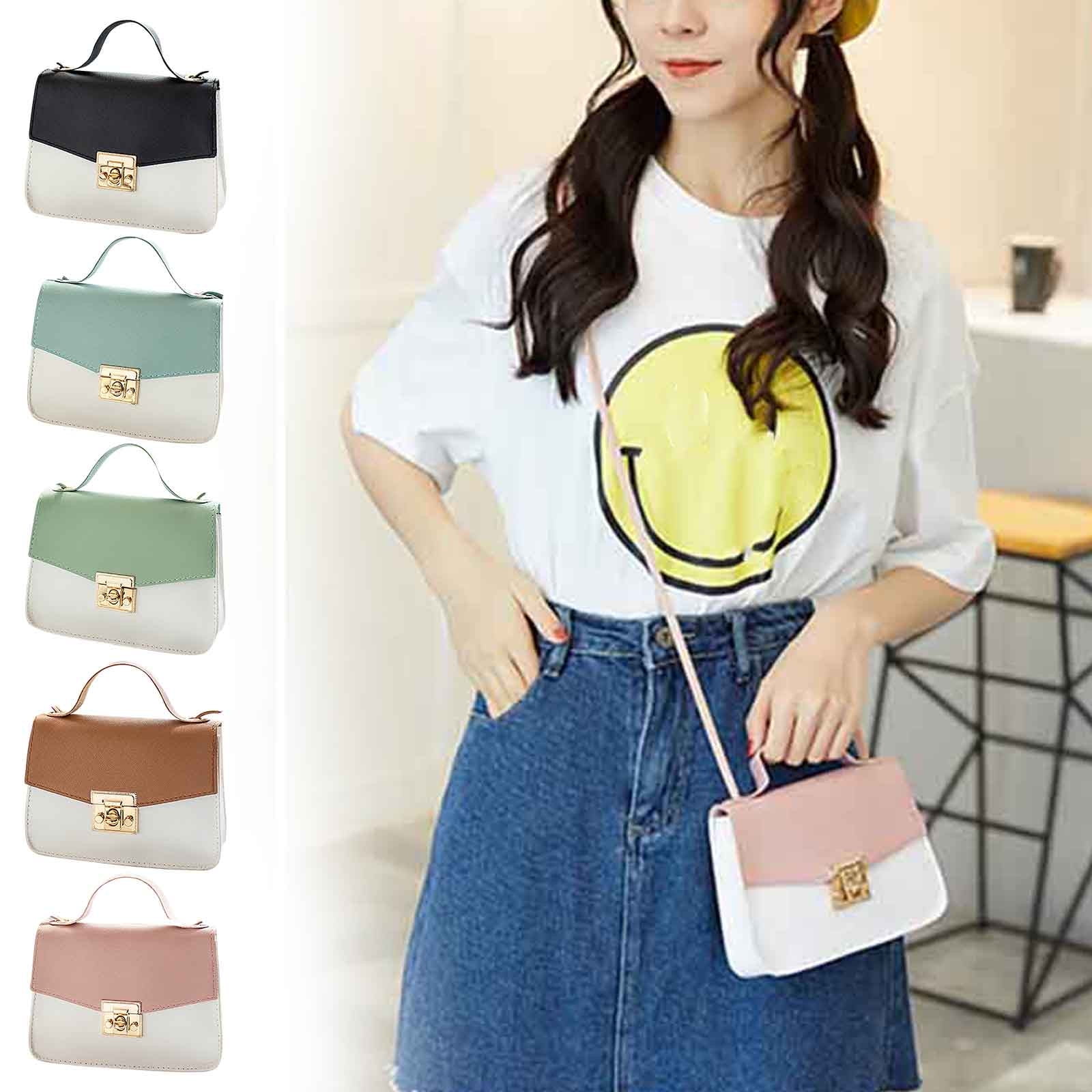 Shoulder Bag For Women Double Zipper PU Leather Fashion Small Crossbody Bag