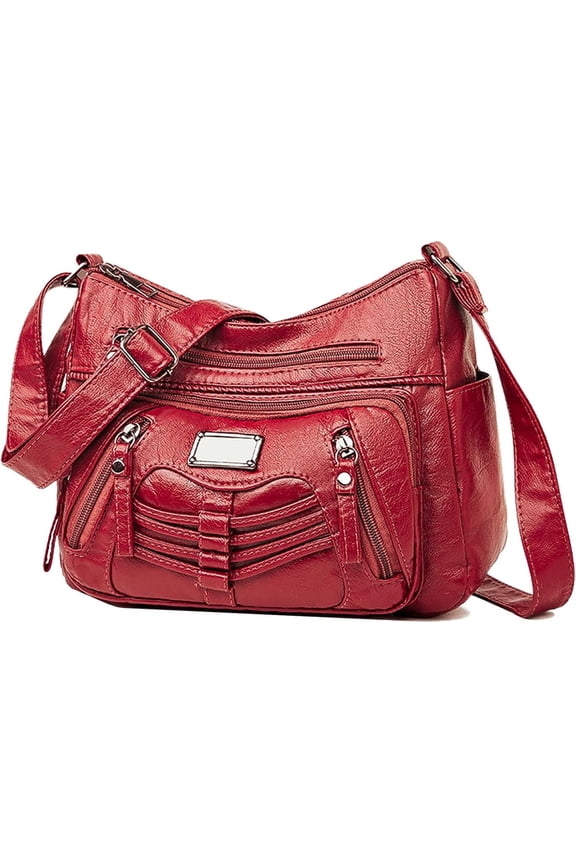 Womens Crossbody Bag Soft Leather Handbags Multi Pocket Satchel Waterproof Hobo Shoulder Bag Messenger Bag