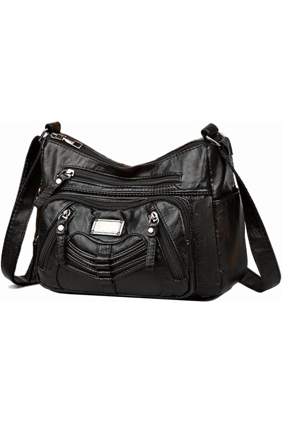 Womens Crossbody Bag Soft Leather Handbags Multi Pocket Satchel Waterproof Hobo Shoulder Bag Messenger Bag