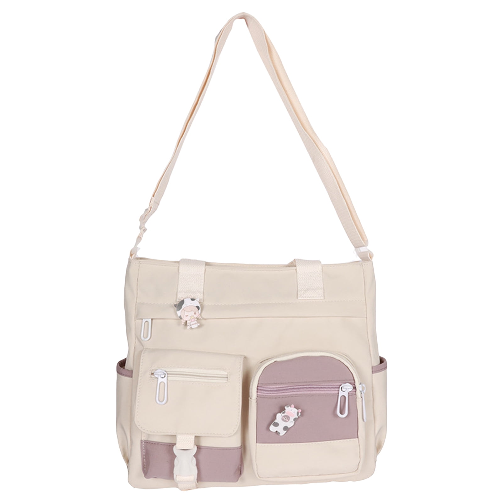 Womens Crossbody Bags for Teens Cute Messenger Purse Nylon Shoulder Tote Bags Multi Pockets Top Handle Satchel Handbags White