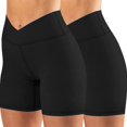 thumbnail image 1 of Womens Crossover Biker Shorts 5" High Waisted Yoga Workout Athletic Running Spandex Shorts, 1 of 7