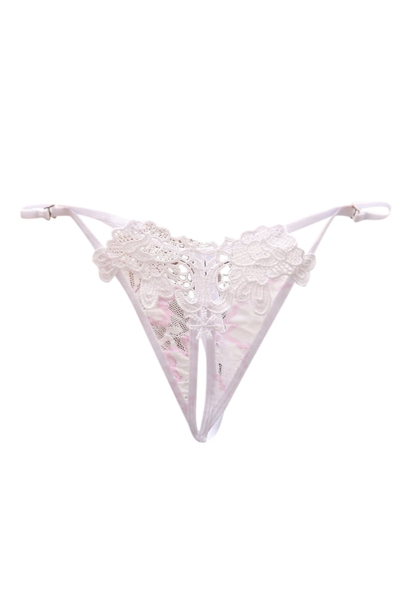 Womens Crotchless Panties Cheeky Panties One Size Open Crotch Panties for Woman White Hipster Bikini Panty