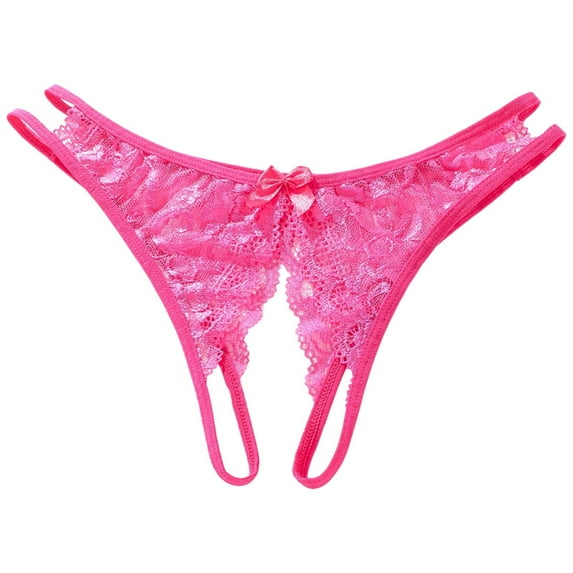 Womens Crotchless Underwear 1PC Hot Pink Lace Panties Underwear Women Thongs Women'S Exotic Panties M