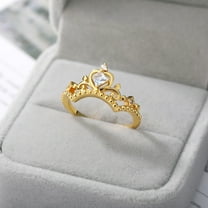 Womens Crown Ring Princess Zircon Stainless Steel European American Fashion Jewelry Elegant Accessory Durable Quality