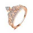 thumbnail image 1 of Womens Crown Zircon Ring Rose Gold Plated Copper High Quality Fashion Jewelry European American Design Elegant, 1 of 6